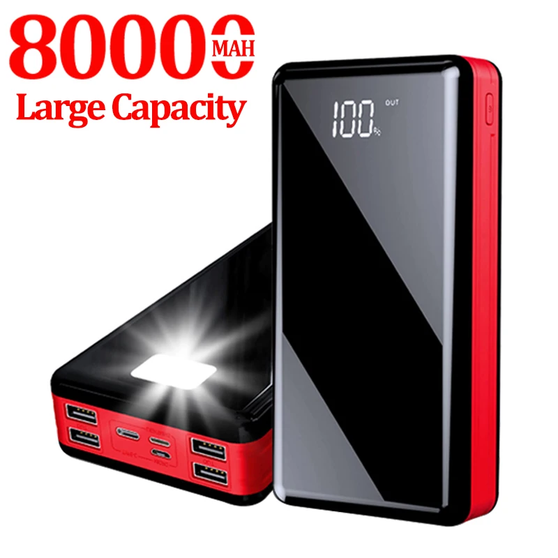 Banco de energía portátil de 80000mah, batería externa con pantalla Digital LED para IPhone, Samsung, Xiaomi