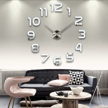 

JM new clock watch wall clocks 3d diy acrylic mirror stickers home decoration living room quartz needle free shipping kitchen