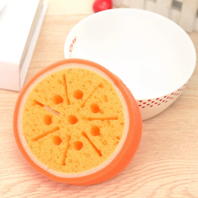 Cute Fruit Shape Thick Sponge Multi function Magic Sponge Non Stick Oil