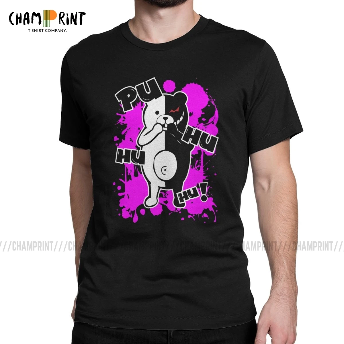 Мужские футболки Monokuma Danganronpa Винтажная футболка с коротким рукавом и круглым
