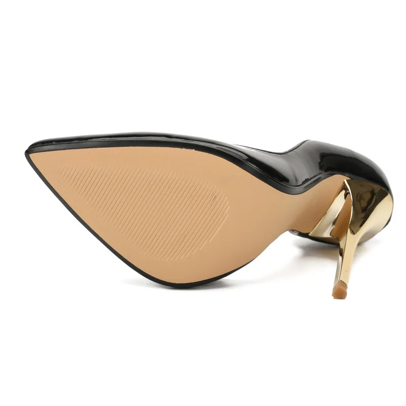 Shoes Woman Pumps Ankle Strap Wedding Party Shoes Patent Leather Slip On 13.5CM Thin High Heels Pointed Toe shoes for women 2023