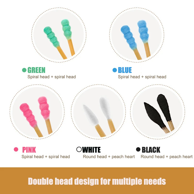 200 Pcs/ Pack Double Head Cotton Swab Women Makeup Cotton Buds Tip For Medical Wood Sticks Nose Ears Cleaning Health Care Tools