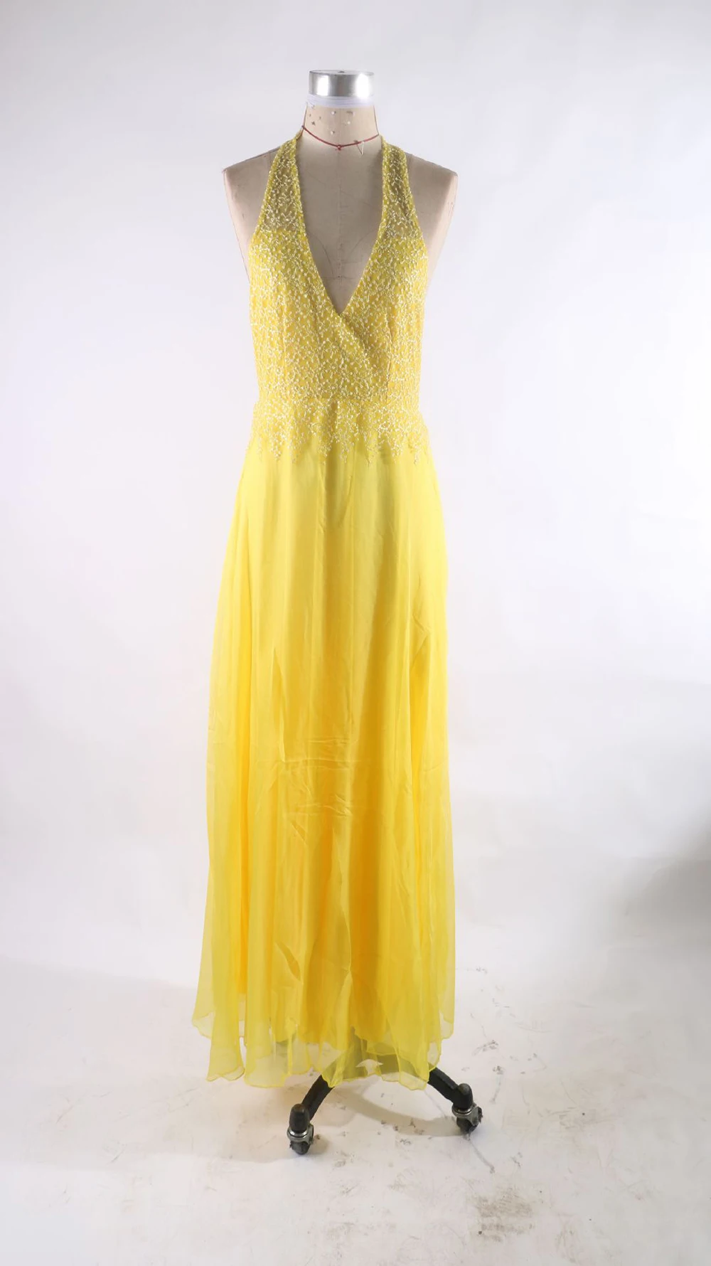 Сексуальное женское длинное платье с лямкой на шее, сексуальное платье без рукавов с открытой спиной, цветочное кружевное желтое вечернее платье, платья для женщин размера плюс