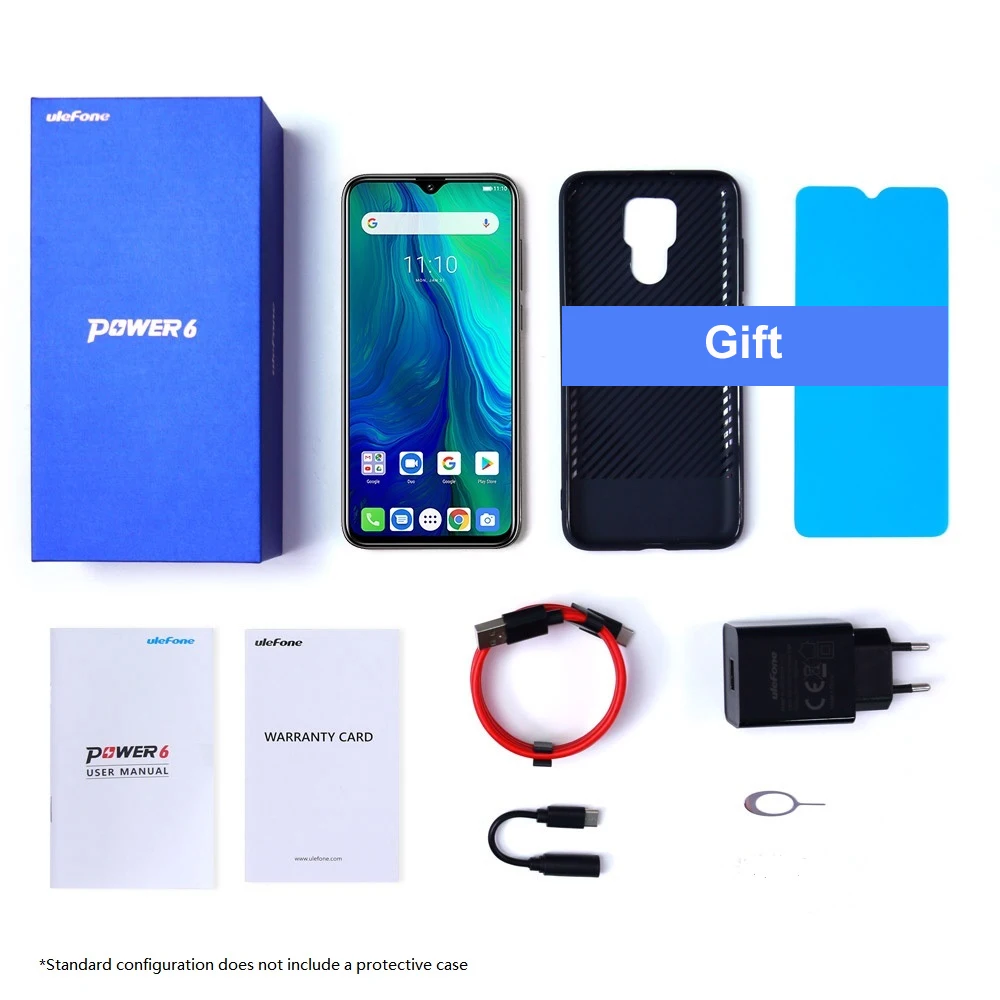 Смартфон Ulefone Power 6 Android 9.0 Helio P35 восемь ядер 6350 мАч 3 дюймовый экран 4 ГБ+64 ГБ 16 Мп