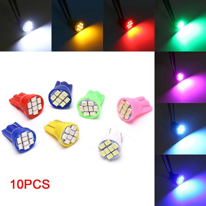 

10pcs T10 LED W5W car parking light Wedge Bulb auto Dashboard Indicator Lamps DC Easy to use, low power consumption