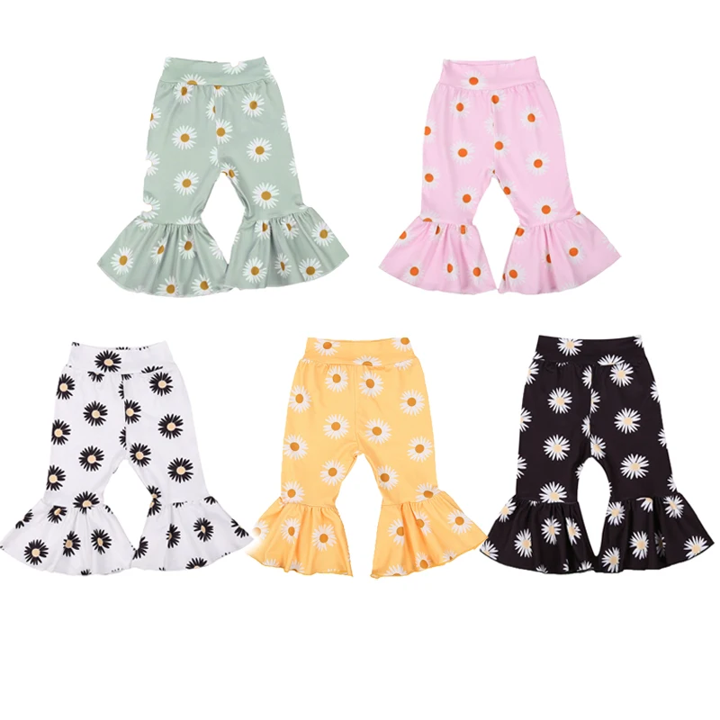 FOCUSNORM 0 4Y Fashion Baby Girls Flare Pants Sunflowers Print Elastic