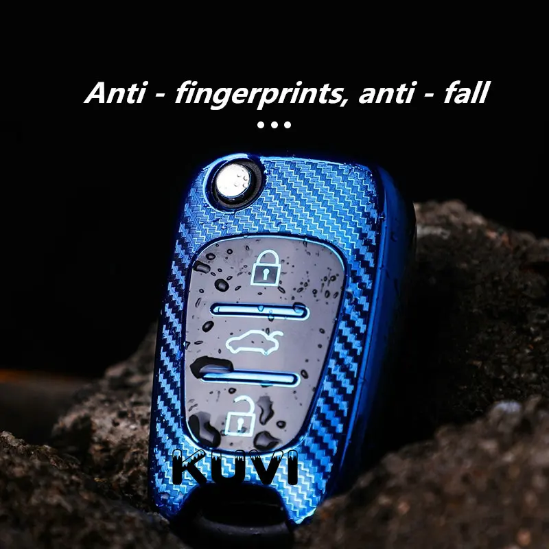 Key Case Key Case Cover Car Key Shell Carbon fiber TPU car key case for Kia Ceed Picanto Sportage for hyundai i30 ix35 smart holder cover keychain