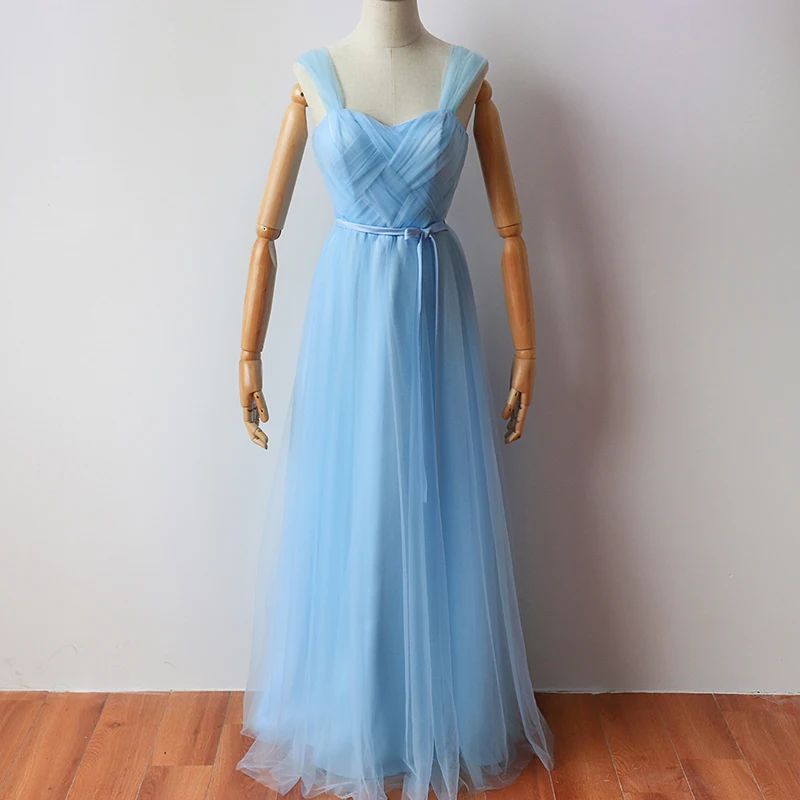 

Sweet Memory Tulle Blue Long Bridesmaid Dresses a-Line Vestido SW0035 Promotional price Clean Stock