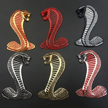 

Fashion Car Styling 3D Car Sticker Metal Cobra Snake Emblem Badge Refitting For GT500 Ford Mustang SVT Shelby V6 GT GT Fiesta