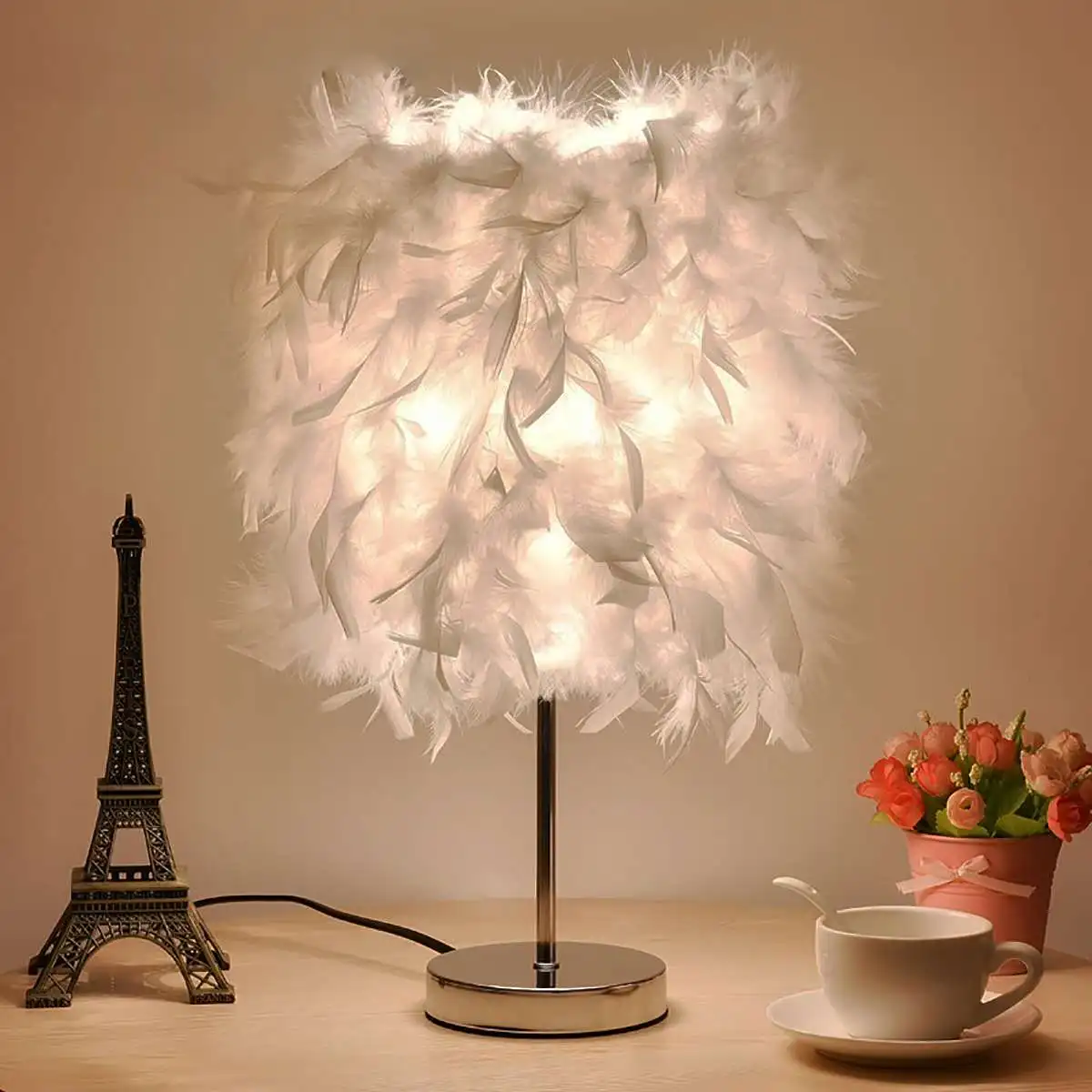 feather bedside table lamp