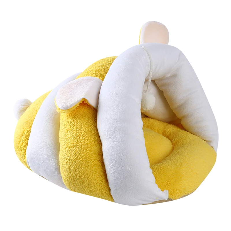 House Small Cat Dog Puppy Kennel Bed Sofa Sleeping Soft Fleece Bag Pet Mat Winter Warm Nest Puppy Cave Bed Slipper Shape Pet Mat