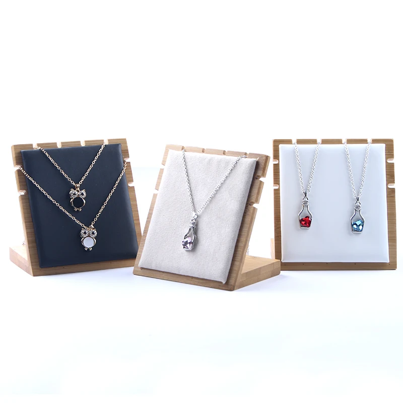 White Black Gray Beige Small or Large Bamboo Jewelry Display Stand Necklace Holder Pendant Chain Bracelet Hanging Organize Board