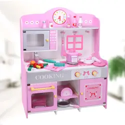 Деревянный Детский Комплект кухонных игрушек-кастрюля для приготовления пищи для девочек, детский игровой домик, модель кухонной посуды