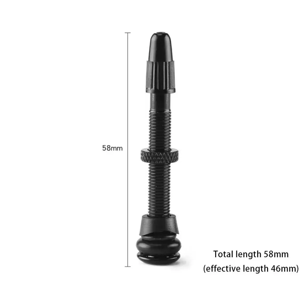 Black 58mm Высокое качество сердечник клапана велосипедный вакуумный обод сопла бескамерный вакуумный удлинитель сопла сопло из алюминиевого сплава - Цвет: Black 58mm