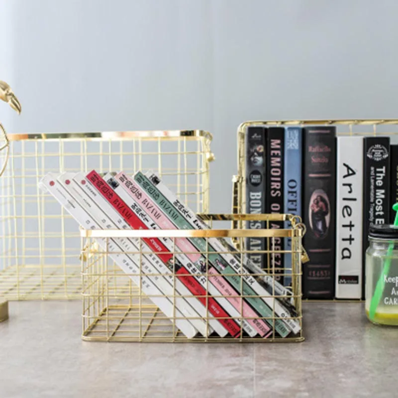 Скандинавская металлическая розовая Золотая искусственная книга журнал корзина