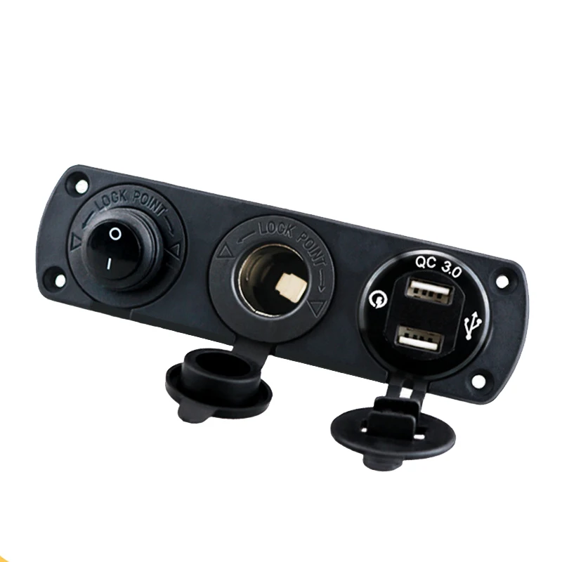 DIY водонепроницаемый QC3.0 USB зарядное устройство вольтметр Прикуриватель разъем 3 в 1 Зарядная панель для автомобиля лодки RV Морской Скутер грузовик