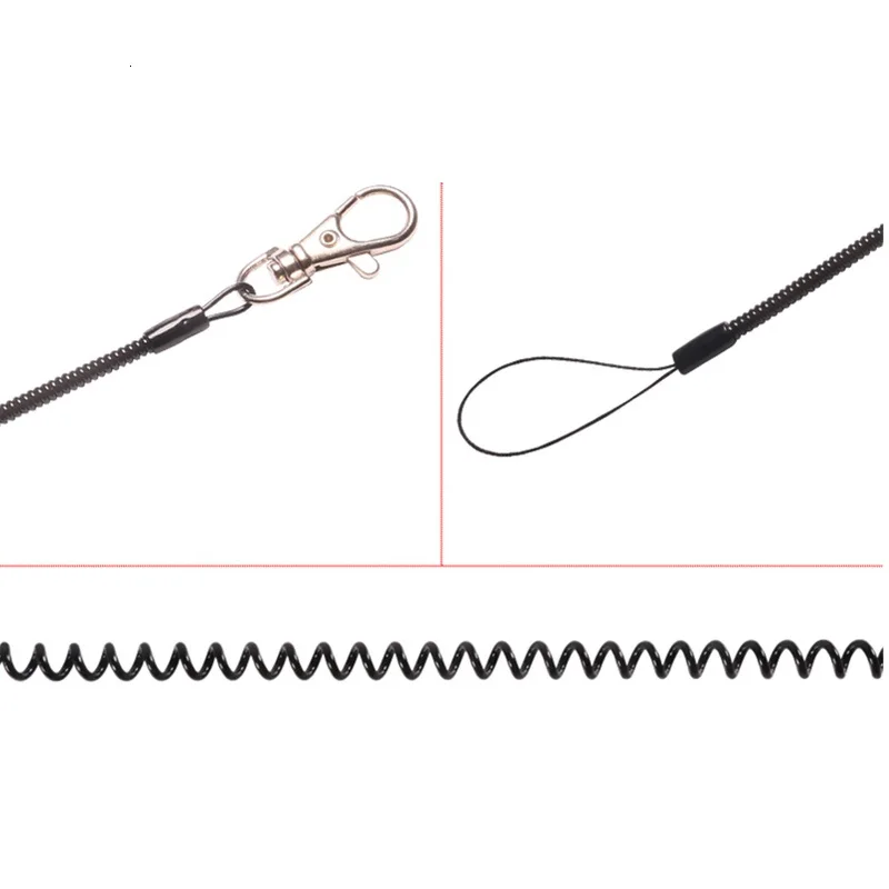 3 PCS black Retention Rope Fishing Lanyards Cable Coil Lanyard Pliers Safety Rope Wire KeyRing keychains Fishing Safety Lanyard  (6) - 副本