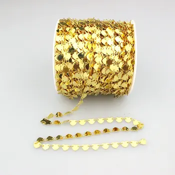 

50meters 1roll/lot Wholesale multi heart shape plating gold rosary chains,Hot selling with gold wire coiled rosary chain