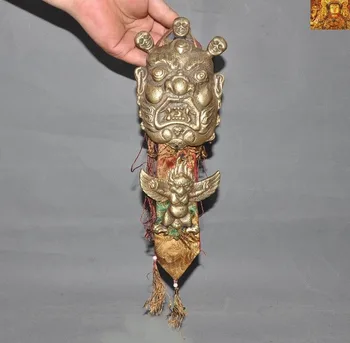 

wedding decoration Tibet Buddhism bronze Gilt silk Mahakala Garuda Bird Skull statue amulet Pendant New Year