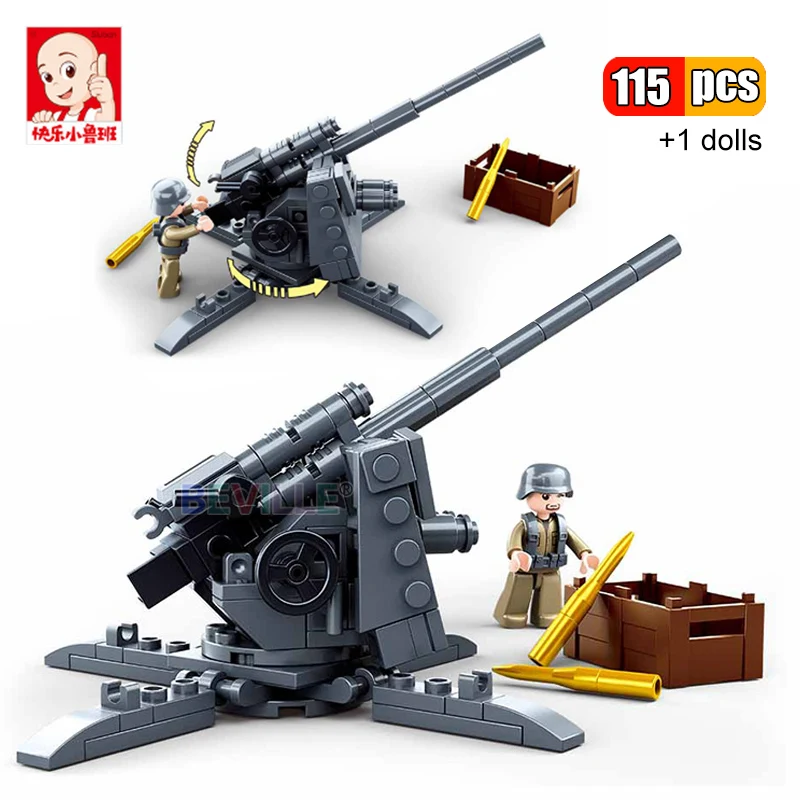 

Sluban 115Pcs Normandy Landing Military 88MM Anti-Tank Gun Building Blocks Army War Weapons Assembly DIY Model Bricks Toys Boys
