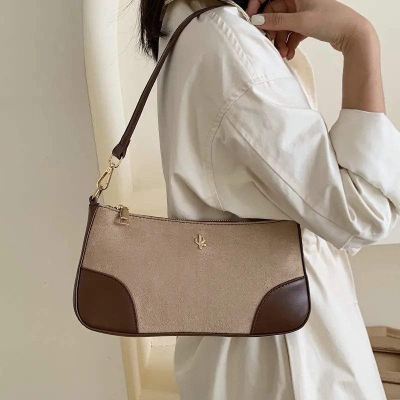 

Retro Patchwork Color Shoulder Bags Women Fashion Scrub Crossbody Bag Purses Ladies Designer Pu Messenger Bags Underarm Handbag