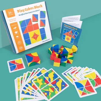 

Preschool Baby toy 3D Jigsaw Puzzle Pixy cubes Spatial thinking learning Educational Monterssori Wooden toy for Children