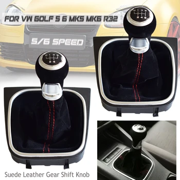 

Car Styling Gear Shift Knob Shifter Black Suede Leather Dust-Proof For Volkswagen Golf 5 6 MK5 MK6 R32 GTI 04-09 For 5 6 Speed