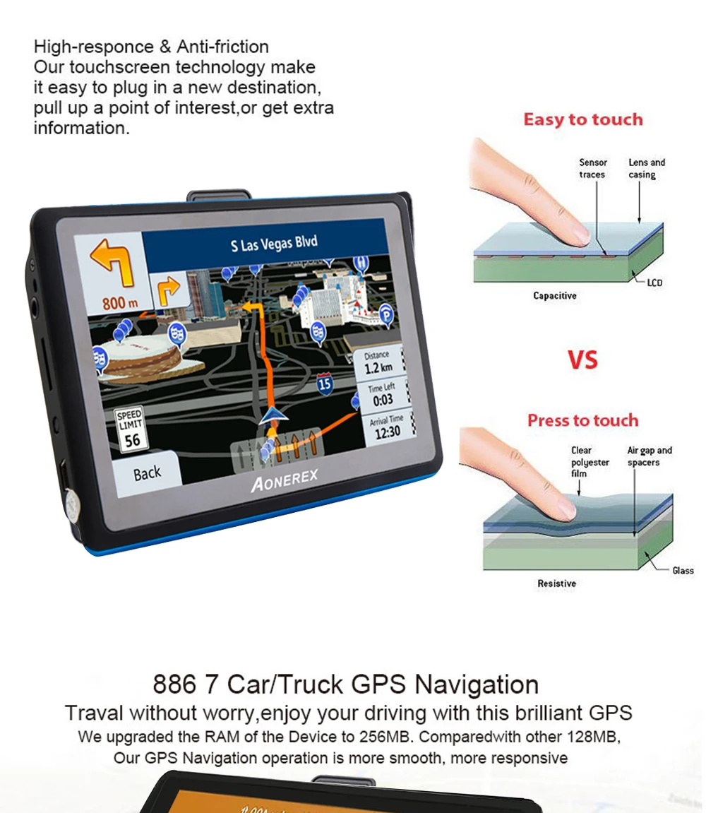 5 дюймов gps навигация автомобильный навигатор 256 м+ 8 Гб FM SAT NAV Россия Карта Европа Америка Азия карты