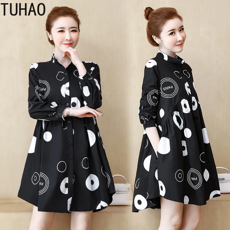 Осенне-зимняя винтажная Новинка, большие размеры 5XL 4XL 3XL, женская Свободная рубашка с принтом, блузка для офиса, женские блузки, топы LZ85