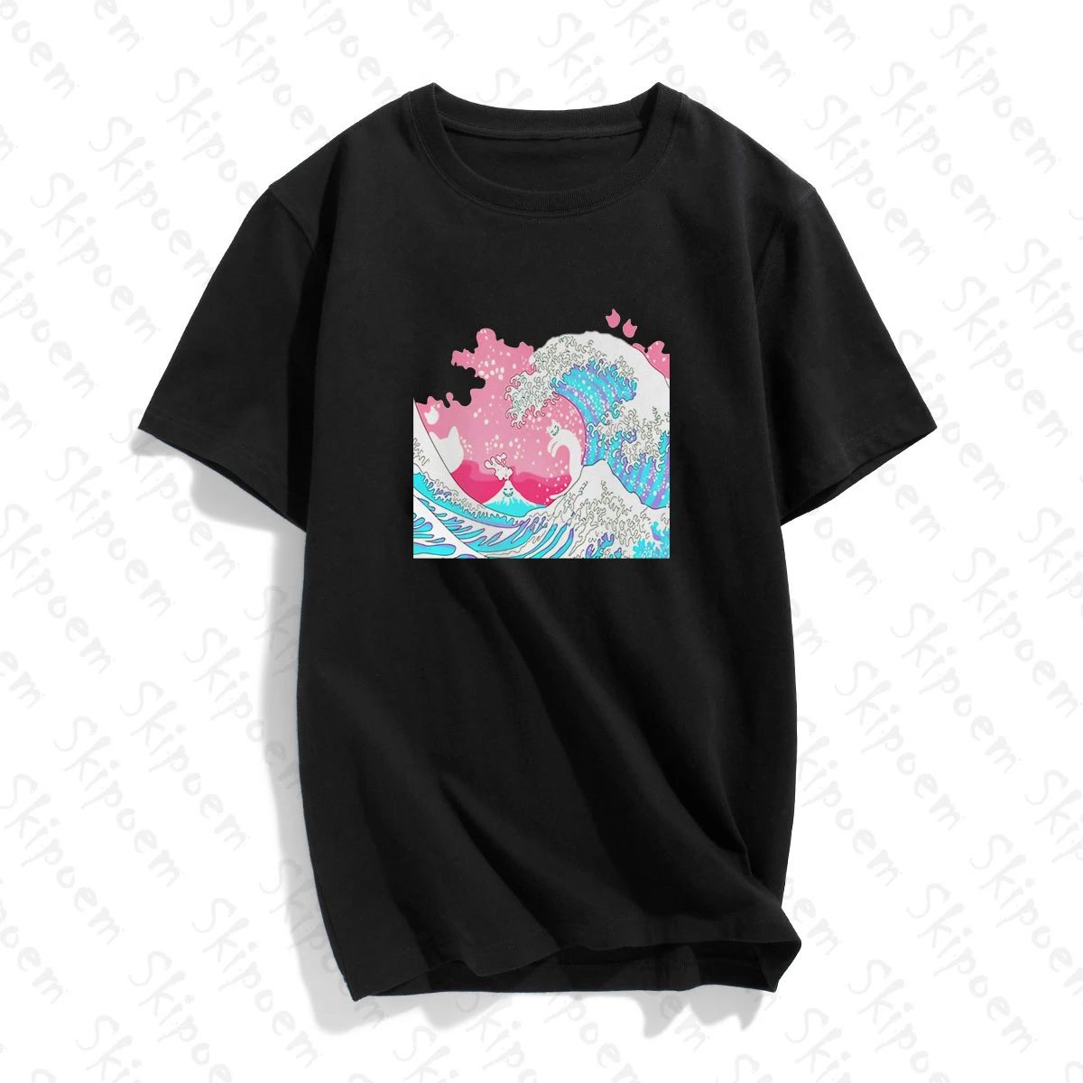 

Cartoon Sea Wave Creative Tshirt Women Vintage Kawaii Aesthetic Harajuku Short Sleeve Plus Size Cotton Top Tees Tee Shirt Femme