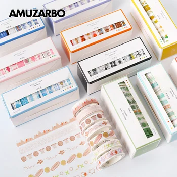 

Cute Sticker Tape Candy Gift Cake Bear Geometric Patterns Colored Set Tape Diary Album Handmade Decoration Washi Tapes 10pcs/box