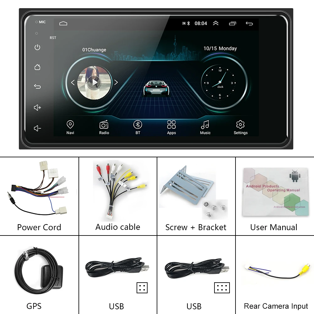 Автомагнитола Podofo 2 Din Android 9 1 GPS Bluetooth для Toyota Corolla|Мультимедиаплеер авто| |