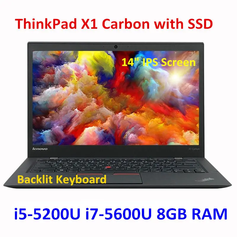 

Used Lenovo ThinkPad X1 Carbon I5-5200U I7-5600U SSD 14" IPS Screen Backlit Keyboard Windows 7/10 Laptop Diagnostic Computer