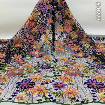 

Colorful African Lace Fabric 2020 High Quality Lace French Tulle Lace Fabric With Sequins Nigerian Lace Fabrics