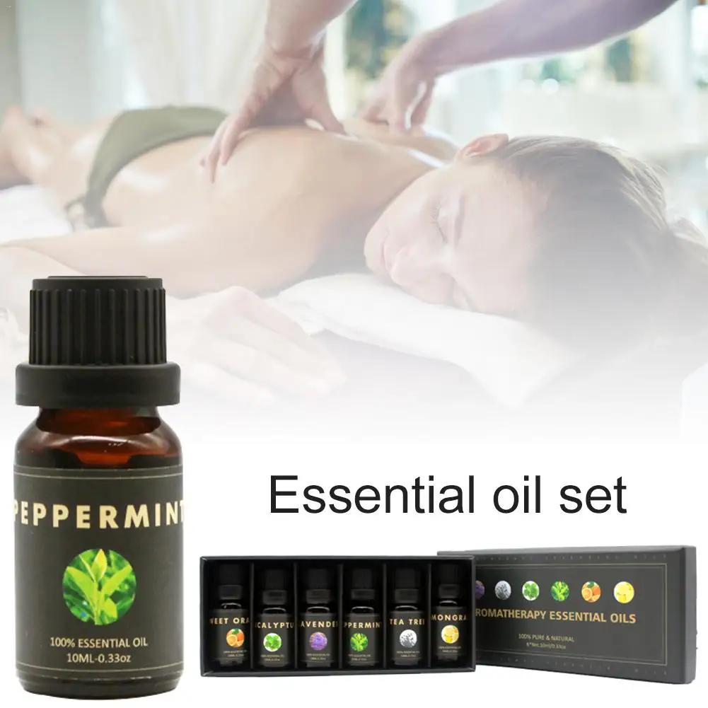 

6pcs/set Aromatherapy Essential Oil Set 10ML Massage Lavender Mint Tea Tree Diffuser Essential Oil Relax Fragrance Skin Care Kit