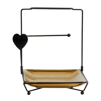 

Nordic Wrought Iron Ceramic Square Storage Rack Fashion Desktop Jewelry Storage Box Removable