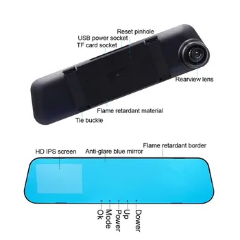 

Universal Car rearview mirror driving recorder 4.0 inch Cam mirror dash camera dual camera car dvr full hd 1080P video recorder