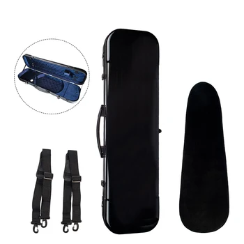 

4/4 Full Size Portable Glass Fiber Violin Case Oblong Shape Hardshell Storage Bag Box with Hygrometer Straps