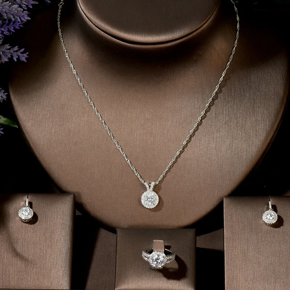 HIBRIDE Fashion Cubic Zirconia Wedding Jewelry Sets inlay Luxury Crystal Bridal Jewelry Set Gifts For Bridesmaids Party N-257 - Image 2