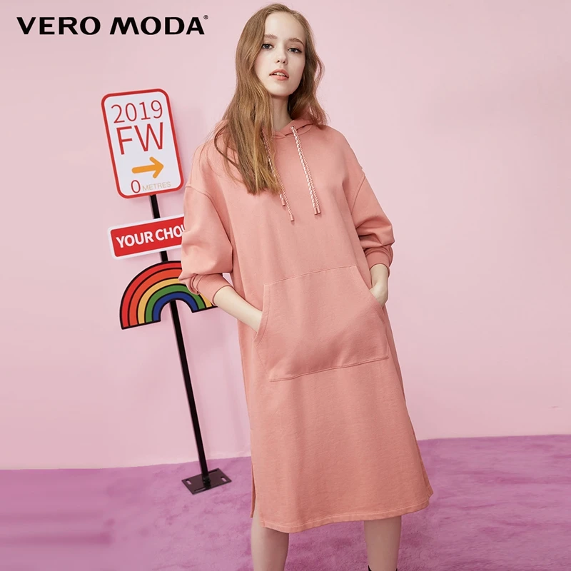 

Vero Moda Cotton Mid-length Straight Fit Streetwear Casul Hoodie Dress | 319360503