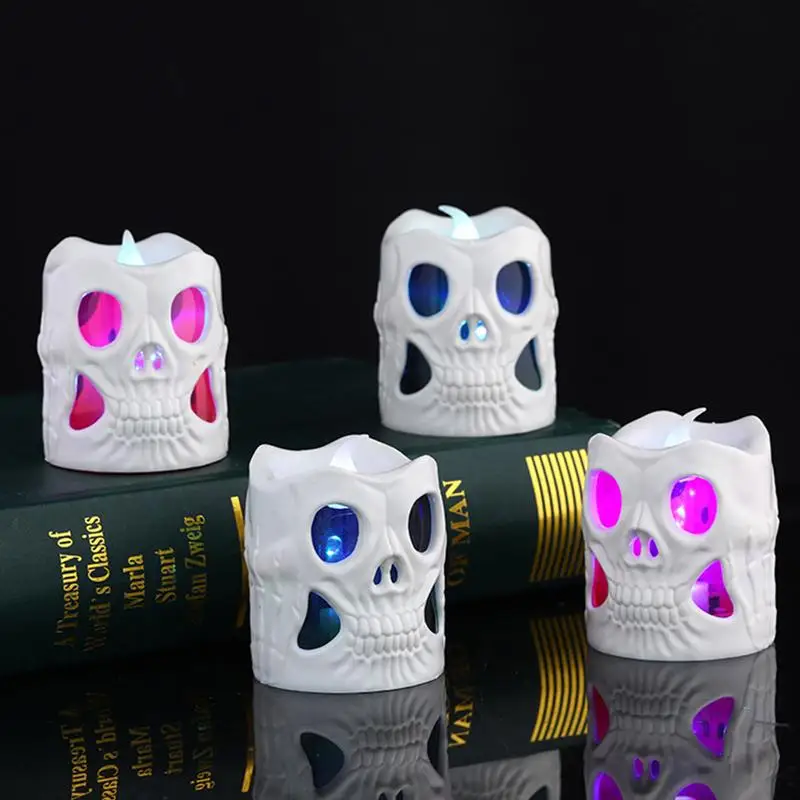 

6Pcs Halloween LED Candles Luminous Candles Skeleton Pumpkin Shaped Candle