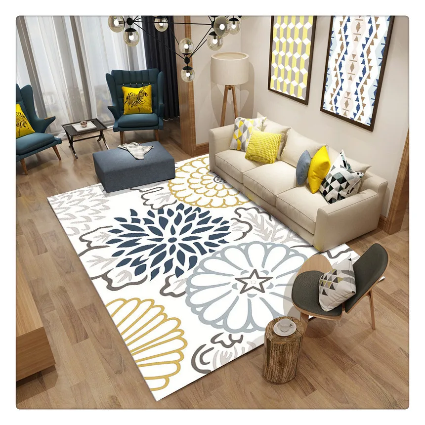 Ковер для гостиной роскошный белый черный напольный коврик нескользящий спальни