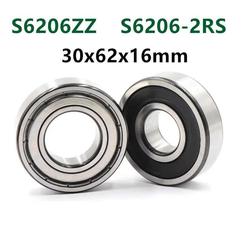 

6pcs/lot S6206ZZ S6206-2RS 30x62x16 stainless steel 440C deep groove ball bearing 6206 -2Z 2RS 30*62*16 mm bearings