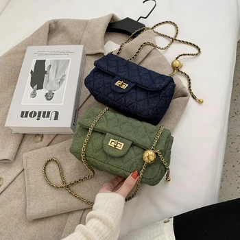 

Cool Denim Crossbody Bags for Women Luxury Sweet Chain Hand Bag Female