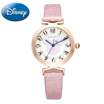 

Women Pink Leather Strap Watch Beautiful Gift Flower Girl Quartz Watches Bling Crystal Diamond Lady Time Clock Relogio Feminino