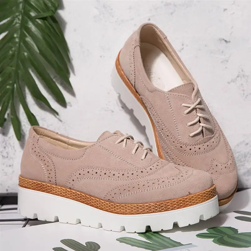 

Women Leather Walking Shoes Platform Low Top Sports Shoes Seasons Lace Up Sneakers Fashion Thick Sole Trainers