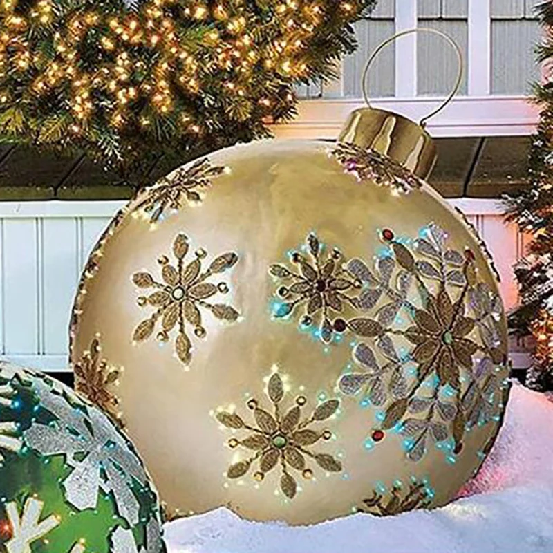 60cm Christmas Tree Ball Decorations Outdoor Home Yard Atmosphere PVC Inflatable Ball Giant Xmas New Year Gift Decor