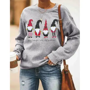 

Women Christmas Sweatshirt Christmas Tree Long Sleeve Sweatshirt Pullover Shirt For Women Santa Claus Print Blouse Tops