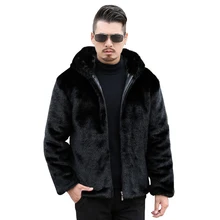 Зимние новые мужские кожаные куртки из искусственной кожи, куртки и пальто высокого качества с капюшоном из искусственного меха норки, Толстая Теплая мужская черная куртка
