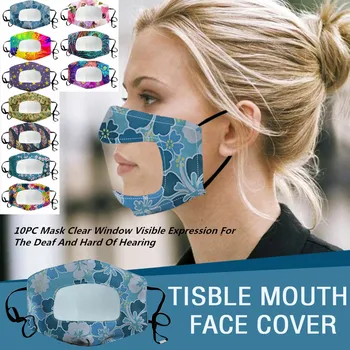 

10PC Dust Protection Face Mask with Adult Mask And With Clear Window Mask Cloth Mouth Cover Protective mondmaskers mascarilla